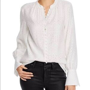 NWT Joie cream Tariana Porcelain wedding buttons blouse top large
